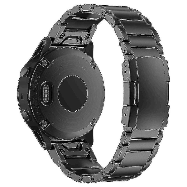 För Garmin Tactix 7 Pro / Fenix ​​7x / Fenix ​​6x Pro 3 Beads Titanium Steel Armband 26mm Universal Quick Release Replacement Replacement Watch Armband - B Black