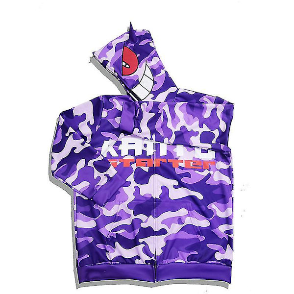 Gengar Hoodie Print Casual Zip Up Hip-hop Funny Suits_c M