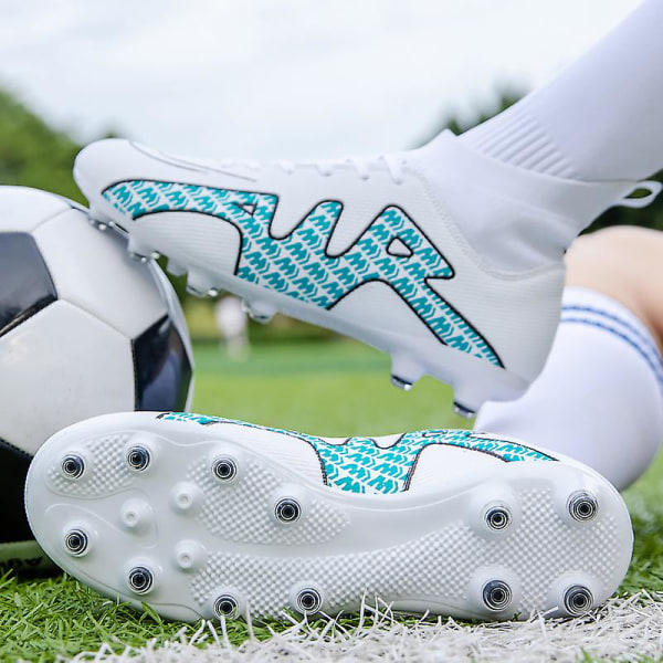 Fotbollsskor för män Halkfria fotbollsskor Klossar Gräs Fotbollssneakers Yjck15-1 White 33