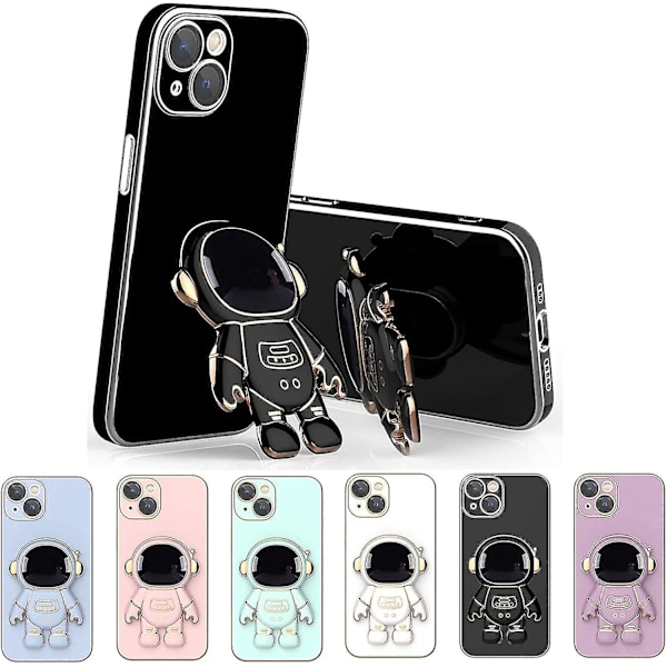 Astronaut Hidden Stand Case Kompatibel Samsung Galaxy S22/s22+/s22ultra Nytt elektropläterat Case Black S22 Ultra