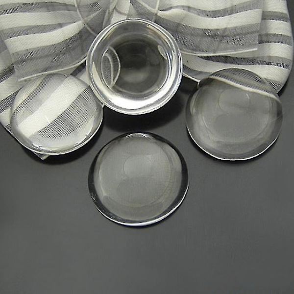 50st/lot 12mm Rund Flat Back Klart Glas Cabochon High Clear none