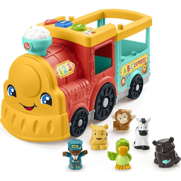 Fisher-Price Little People Resa Tillsammans Vännerskepp, 2-i-1 lekset med svarta och spansktalande figurer för småbarn och förskolebarn Big Animal Train