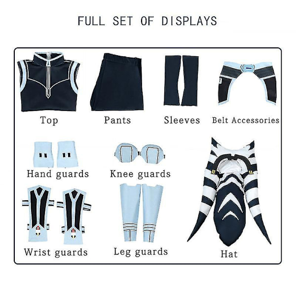 Ahsoka Tano Cosplay Kostym För Vuxna Och Barn Halloween Fancy Dress Karneval Kostym Set With hat XL