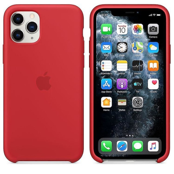 Apple Silicone Microfiber Cover Case Till Iphone 11 Pro - Furugrön RED