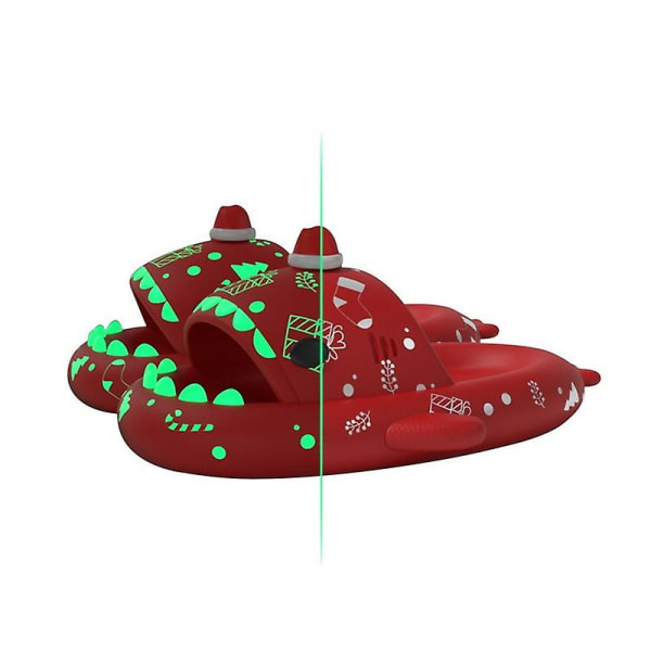 Kvinnor Män Luminous Shark Tofflor Halloween Pumpa Tofflor Xmas Kreativa presenter Husskor Jul Unisex Rutschbanor för hem Red 38-39