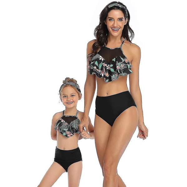 Baddräkt för flickor Två delar Bikini Set Ruffle Falbala Badkläder Bad