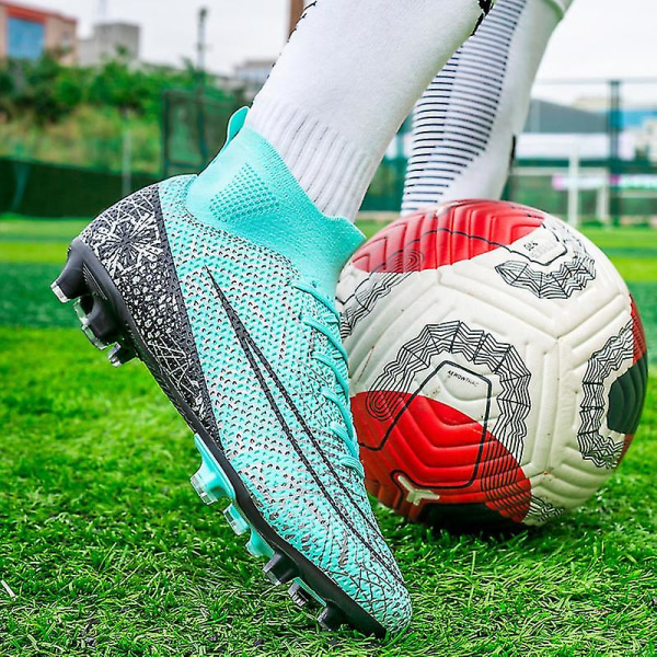 Fotbollsskor för män Halkfria fotbollsskor Klossar Gräs Fotbollssneakers 3A1126A Blue 35