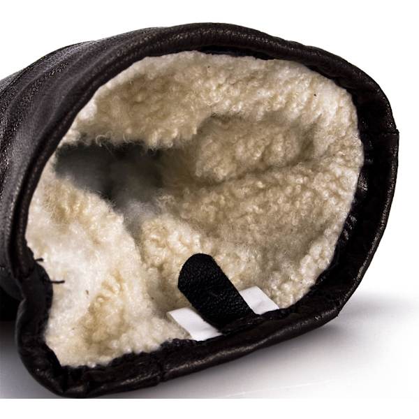 Nordvek Gents äkta läder fårskinnsfodrad handske Black Large - 10