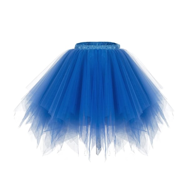 Vuxenkjol i tutu för kvinnor 1950-tals vintage underkjol i tyll, balett bubbelkjolar, kort för dans, cosplayfest Royal Blue XL