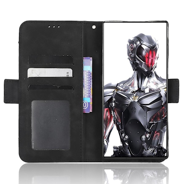 För Zte Nubia Red Magic 8 Pro+ 5g / Red Magic 8 Pro 5g Flera kortplatser Telefonfodral Cover Pu Läder Phone case Black