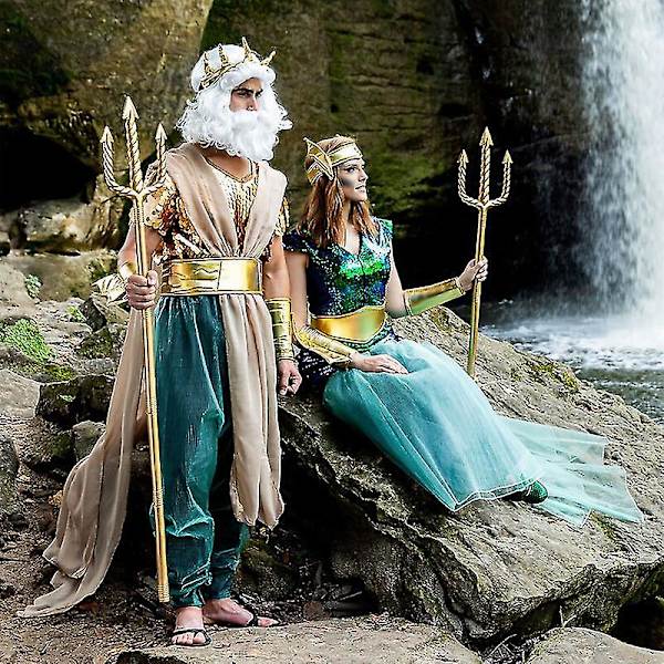Neptunus sjöjungfrukostym Set för Halloween Mermaid M