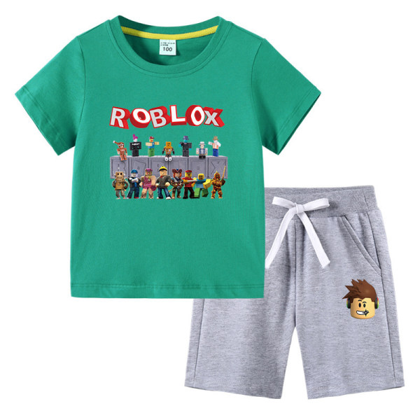 Roblox Barn T-shirt Set Grön + Grå Green+Grey 90cm