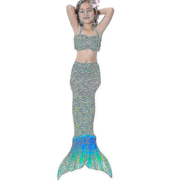 Barn Flickor Mermaid Tail Bikini Set Badkläder Baddräkt Simdräkt Hög kvalitet Green 150