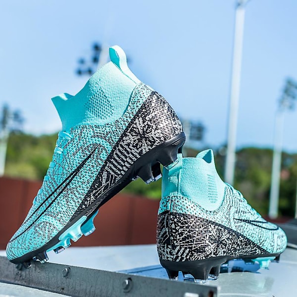 Fotbollsskor för män Halkfria fotbollsskor Klossar Gräs Fotbollssneakers 3A1126A Blue 38