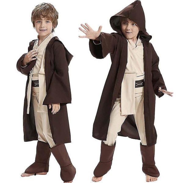 4-12 år Barn Star Wars Jedi Cosplay Luke Skywalker Kostym Huvrock Kappa Bälte Byxor Set Outfits Presenter 10-12 Years