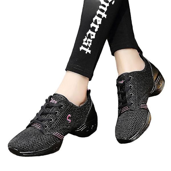 Jazzsko med snörning för kvinnor Lätt moderna danssneakers med splitsula danssneaker Black Rose Red EU 34