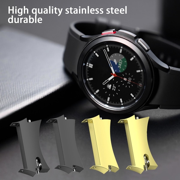 Hopeup 1 par watch Robust rostfritt stål Smartwatch-remadapter Spännebyte för Samsung Galaxy Watch 4/ watch 4 Cla Silver