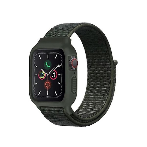 Nylon för Aapple Watch Armband Apple Iwatch Integrated Strap 4567se Apple Strap#tyx005 ArmyGreen 38or40or41MM