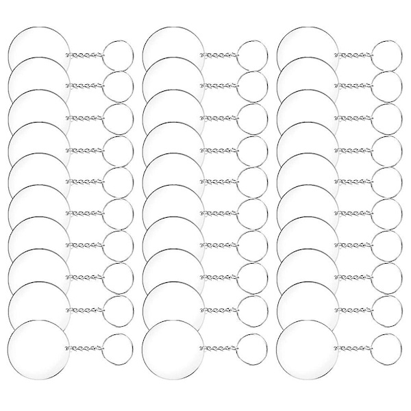 48 st Akryl Transparent Circle Discs Set Nyckelringar Klar Rund Akryl Nyckelring Blanks Nyckelring för gör-det-själv (transparent) Transparent 96PCS 15x5x1cm