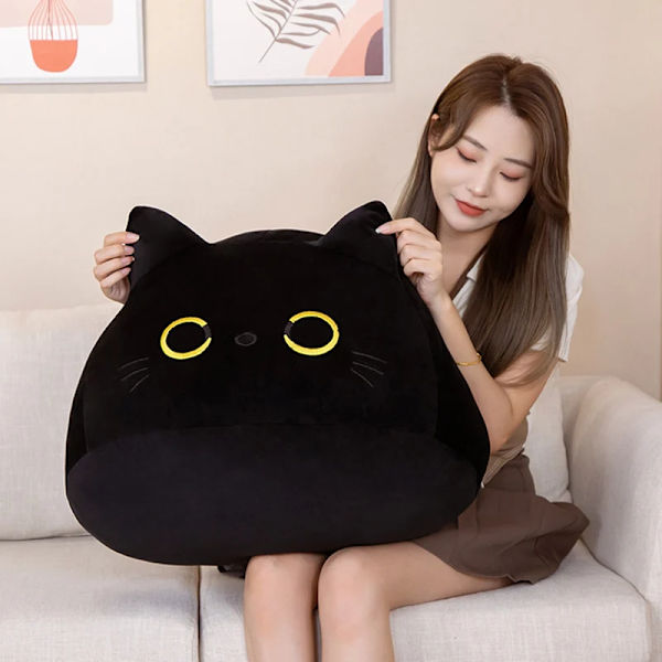 Kawaii Giant Svart Katt Formerad Mjuk Plysch Kuddar Doll Härlig Tecknad Djur Hängsmycke Fyllda Leksaker Flickor Födelsedagsgåvor Ornament svart 32cm