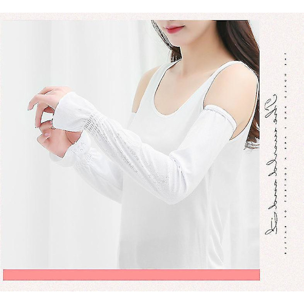 Sommaris Silk Solskyddsärmar Lösa isärmar Uv-skydd Handärmar Utomhuskörning Cykling Handarmskydd White