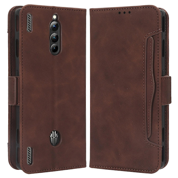 För Zte Nubia Red Magic 8 Pro+ 5g / Red Magic 8 Pro 5g Flera kortplatser Telefonfodral Cover Pu Läder Phone case Brown
