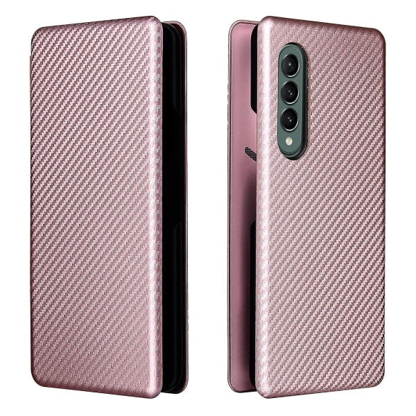 Case För Samsung Galaxy Z Fold 3 5g Kolfiber Case Folio Flip Skyddande magnetiskt cover Etui Coque Pink none