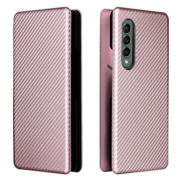 Case För Samsung Galaxy Z Fold 3 5g Kolfiber Case Folio Flip Skyddande magnetiskt cover Etui Coque Pink none