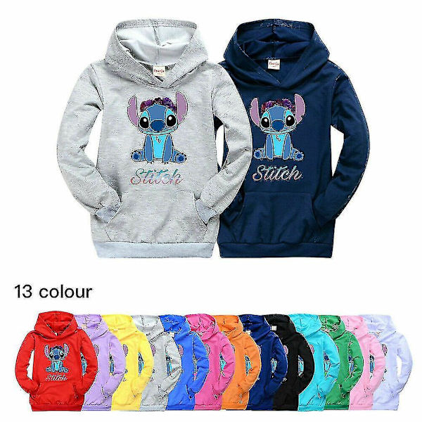 Barn Lilo And Stitch Hoodies Långärmad Sweatshirt Light blue 11-12Years