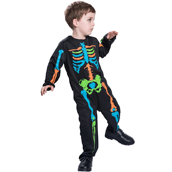 Halloween Regnbåge Skelett Flicka Klänning Färgglad Skalle Pojke Kostym Småbarn Funky Punky Ben Cosplay Outfit Karneval Fancy Kläder S Girl