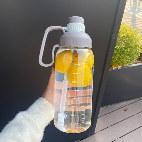 Stor kapacitet vattenkopp plastmugg vattenflaska halmkopp grey
