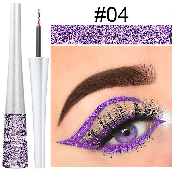 Cmaadu 16 förpackningar med färgglada glitter glitterpulver eyeliner paljett Flash eyeliner flytande null none