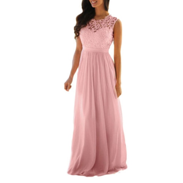 Kvinnors spets elegant bröllopsklänning festklänning tärnklänningar Pink XL