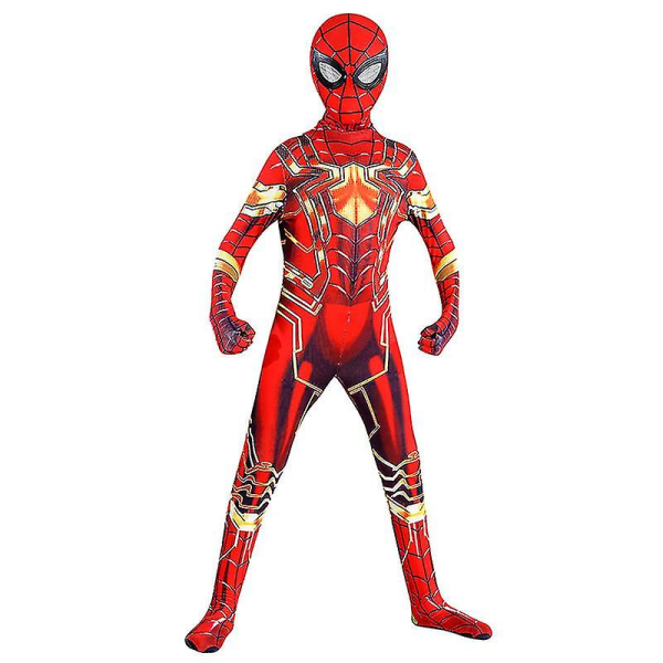 Gold Iron Spiderman Cosplay Superhjältedräkt Barn Vuxen Zentai Bodysuit 100 Kids (90-100cm)