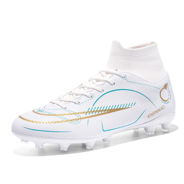Fotbollsskor för män Halkfria fotbollsskor Klossar Gräs Fotbollssneakers Yj619 White 43