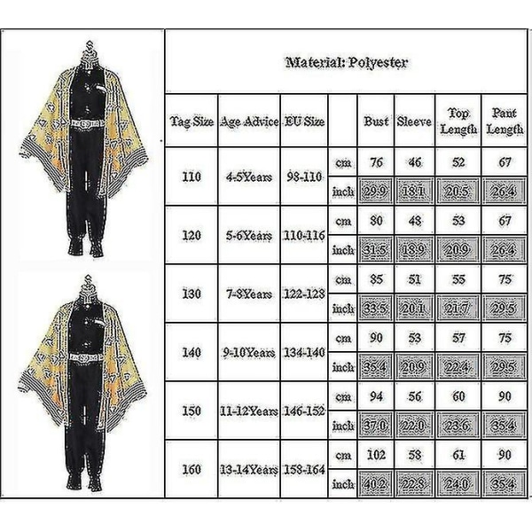 Kids Demon Slayer Animation Kostym Tanjirou Nezuko Outfit Set -autoeuro Agatsuma Zenitsu 7-8 Years