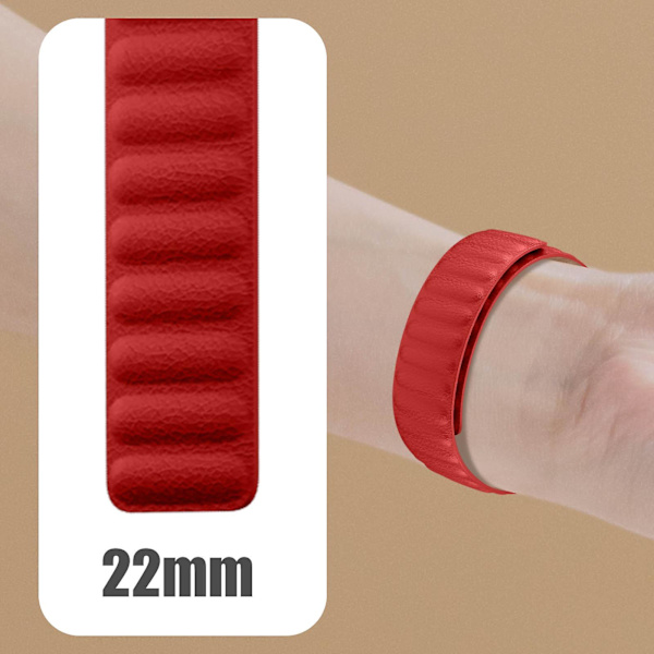 Rem för Apple Watch 45 mm / 44 mm / 42 mm magnetiskt fäste i konstläder Röd