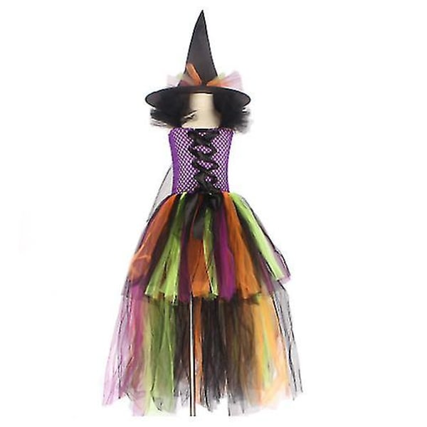 2-12 år Barn Flickor Häxa Cosplay Kostym/kvast Halloween Klänning + Hatt Set Tmall 2-3 Years Outfit set
