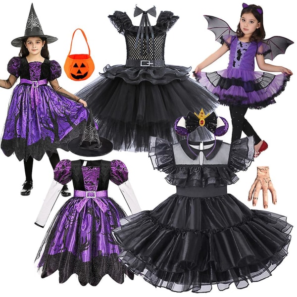 2023 Flickor Onsdags Cosplay Klänning Barn Prinsessan Klä Upp Vampirina Halloween Dräkt Barn Karneval Fest Förklädnad 4T Wednesday 8