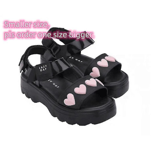 Nya Melissa Dam Sandaler Sommar 2023 Vuxna Flickor Kärlek Gelé Skor Matsutake Sula Romerska Skor Semester Strandsandaler Kvinnliga WHBYV black EUR 40