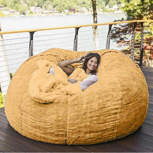 Lazy Sofa Bean Bag konstgjord päls Bean Bag (endast bönor) yellow 135 x 65cm