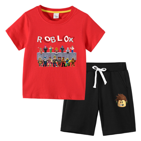 Roblox Barn T-shirt Set Röd + Svart Red+Black 100cm