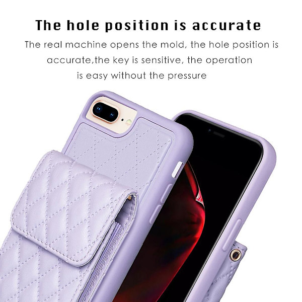 Bf22-stil för Iphone 6 Plus / 6s Plus / 7 Plus / 8 Plus Kickstand Läder+tpu- case Korthållare Cover Purple