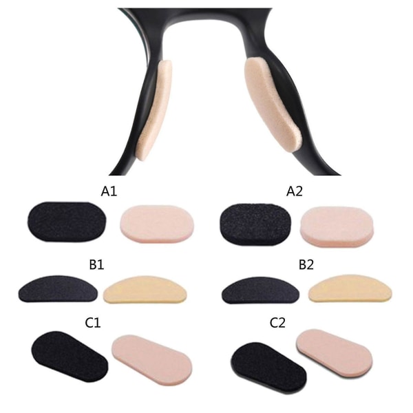 40 delar självhäftande nässkydd för glasögon, solglasögon, läsglasögon Black D-shaped 1.5mm