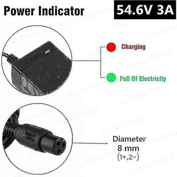 54,6v 3a litiumbatteriladdare Elcykelladdare Kompatibel 13s 48v Li-ion batteriladdare-b 3p gx12 Us