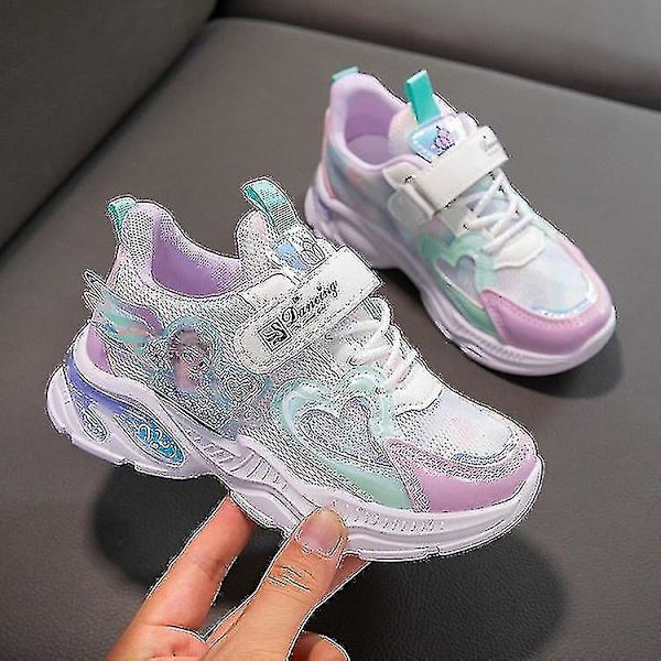 Barn Skor Sneakers Barn Flickor Prinsessan Elsa Casual Skor Junmai Purple 33