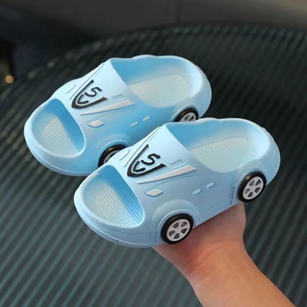 Barn tofflor tecknad bil barn baby sandaler tofflor blå blue Sizes 22-23 (inner length 15cm)