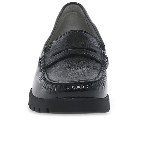 Waldlaufer Penny Mockasiner för kvinnor Black Crackle Patent Uk 3