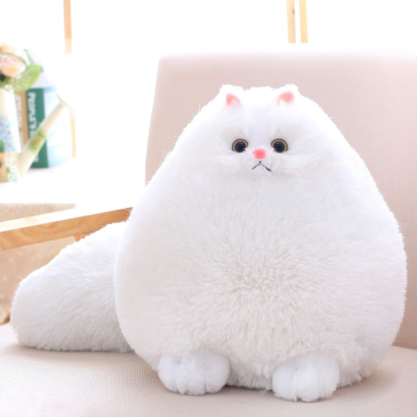 Winsterch Jätte Stora Katt Plyschdjur Leksaker, Barn Födelsedagspresent Stor Plysch Katt Djur Babydocka, Stor Plysch Katt Plyschleksak (Vit, 20 Tum) White 12 Inches