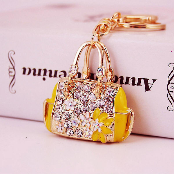 Damväska Nyckelringar för kvinnor Bling Bag Nyckelring för flickväska Väska eller bilhänge, gul
